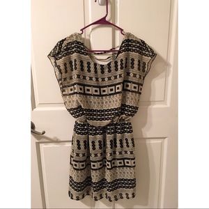 Patterned Cinch Waist Dress
